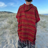 Red Unisex Poncho Square Acrylic Wool