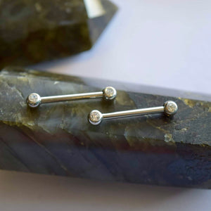 Nipple Barbell with Clear Gems 