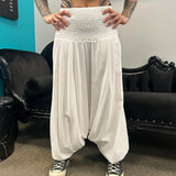 Cotton Harem Pants White