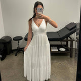 White Elegant Long Summer Dress. Made from 100% Rayon, Formal and Casual Dress