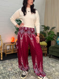 Alibaba Pants - Maroon Block Print