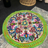 Colourful embroidered floral round tablecloth