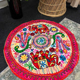Indian embroidered elephant round tablecloth