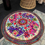Indian embroidered elephant round tablecloth