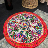 Pink boho embroidered tablecloth