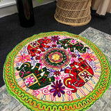 Indian embroidered elephant round tablecloth