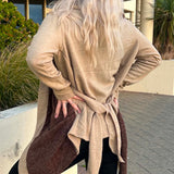 Cream and Brown Hooded Coat Cardigan Winter Fashion