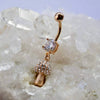 Rose Gold Belly Bar with Dangling Mushroom