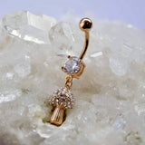 Rose Gold Belly Bar with Dangling Mushroom