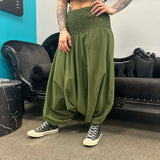 Cotton Harem Pants Khaki Green