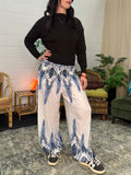 Alibaba Pants - White and Blue Paisley