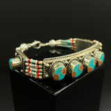 Turquoise & Red Coral Nepalese Bracelet