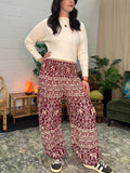 Alibaba Pants - Maroon & White Elephants
