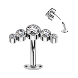 Floating Belly Threadless Swarovski  Silver Titanium Threadless