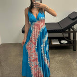 Full Length Tie Dye Maxi Dress Boho Festival Hippie Dress Long 