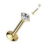 Internally Threaded Labret Claw CZ Gem