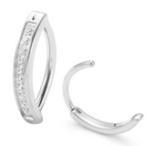 Silver Belly Button Clicker Titanium Ring 