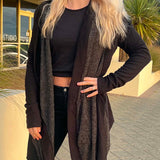 Trending Black Winter Cardigan A-Line Two Tone