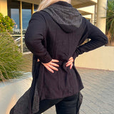 Trending Black Winter Cardigan A-Line Two Tone