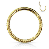 Twisted Design Hinge Ring Surgical Steel Helix Jewellery Gold