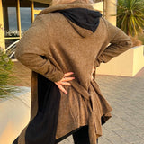Two Tone Winter Cardigan Brown Back
