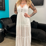 White Button Boho Dress