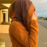 Cream and Brown Hooded Coat Cardigan Winter Fashion