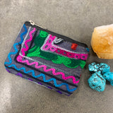 handmade embroidered purse, lined coin purse, gift idea wallet