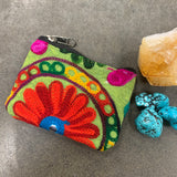handmade embroidered purse, lined coin purse, gift idea wallet