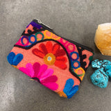 handmade embroidered purse, lined coin purse, gift idea wallet