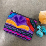 handmade embroidered purse, lined coin purse, gift idea wallet