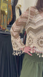 Crochet Tassel Long Sleeve Top