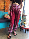 Coco Button Pants - Maroon Paisley