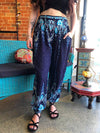 Coco Button Pants - Navy Blue Paisley