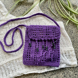 Purple boho crochet shoulder small bag