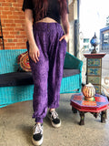 Coco Button Pants - Purple Full Paisley