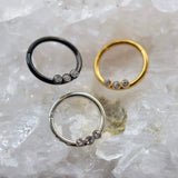 Silver, Gold or Black Hinge Ring with Diamanté