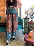 Alibaba Pants - Two Tone Teal / Orange Mandala