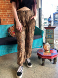 Coco Button Pants - Black / Gold Full Paisley