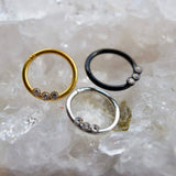 Silver, Gold or Black Hinge Ring with Diamanté