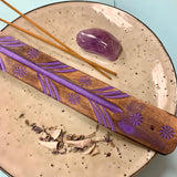 Purple Lotus Wooden Incense Holder